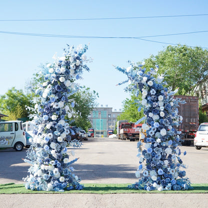Pastel Blue & Pink Hydrangea Tiered Flower Arch