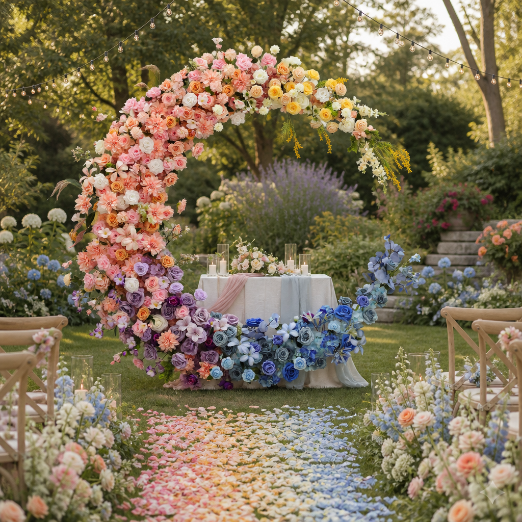 Ombré Faux Flower Moon Party Arch