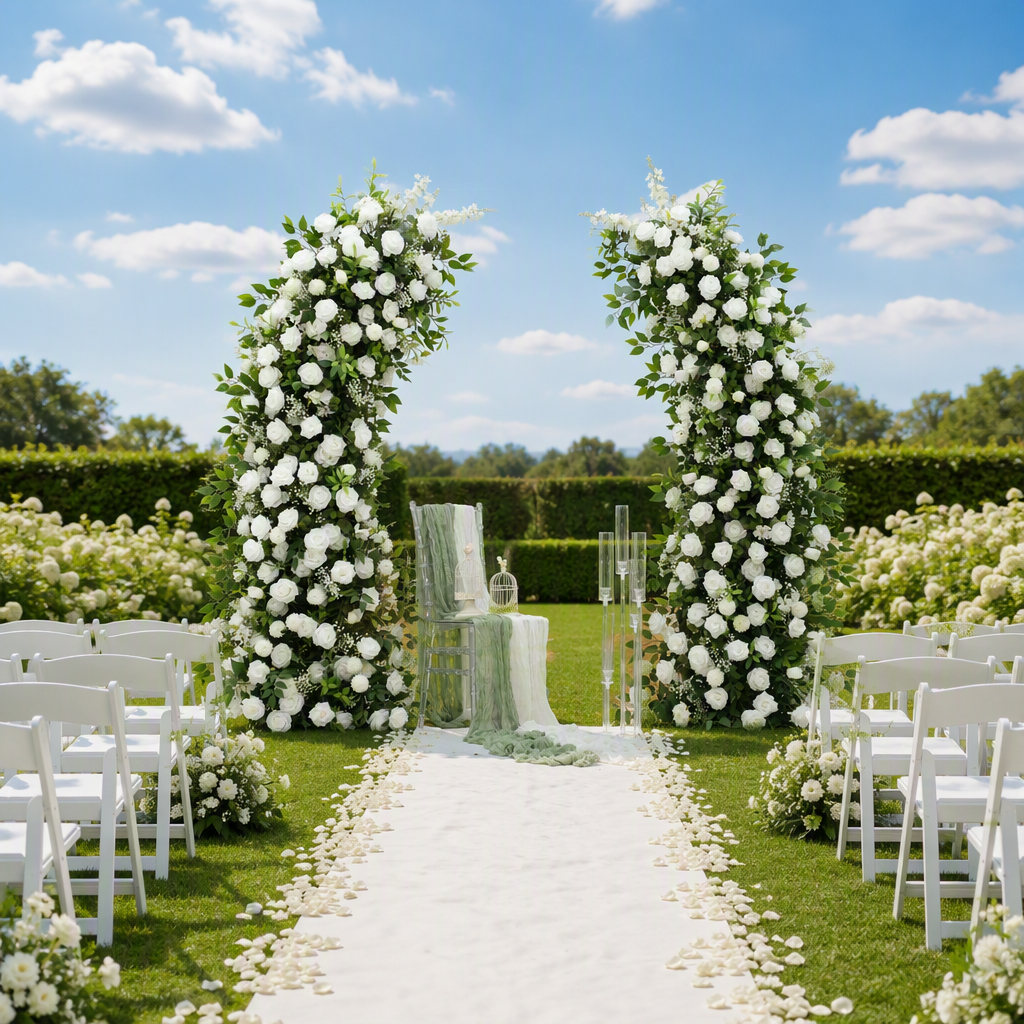Campsis & Baby's Breath Floral Arch