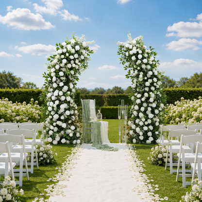 Campsis & Baby's Breath Floral Arch