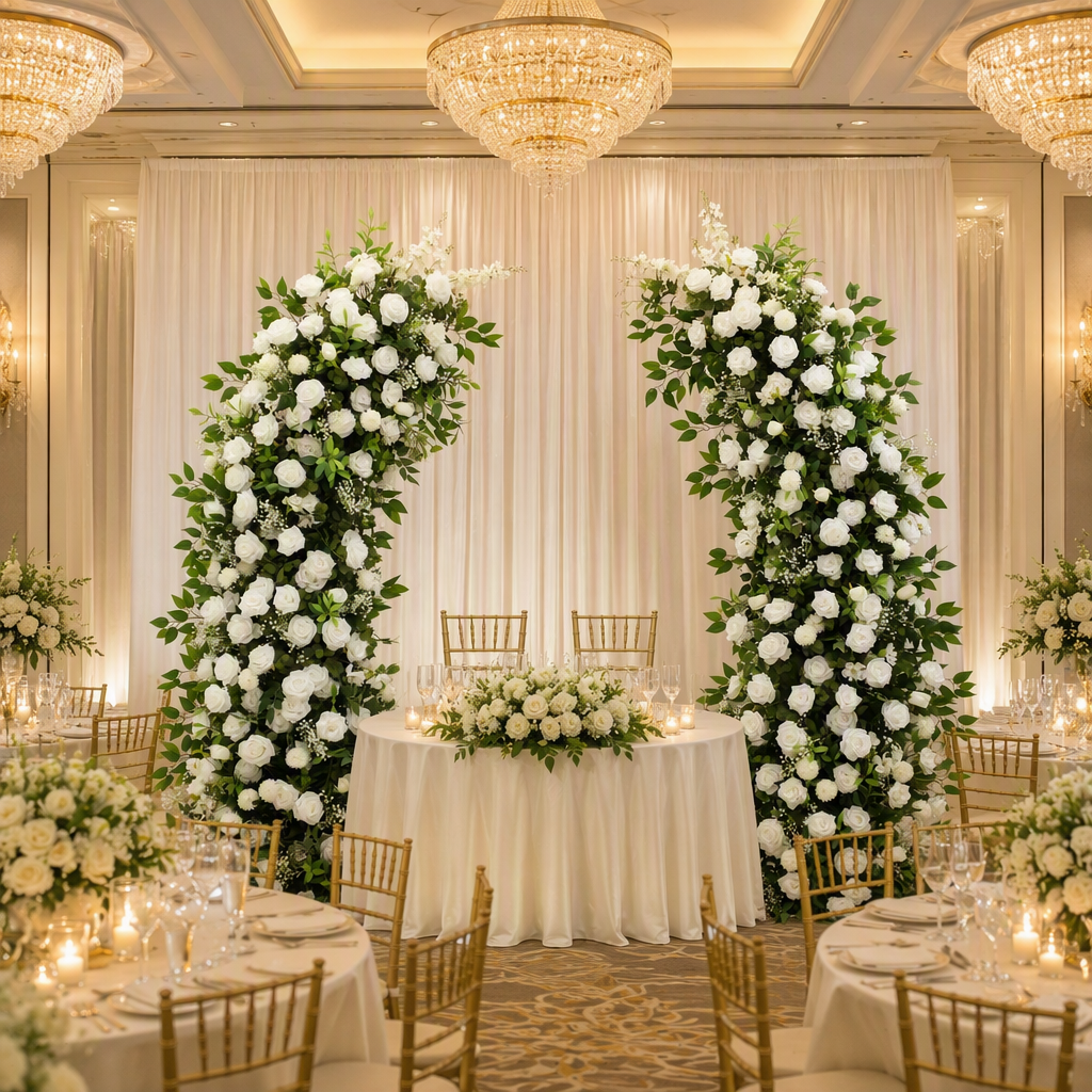 Campsis & Baby's Breath Floral Arch