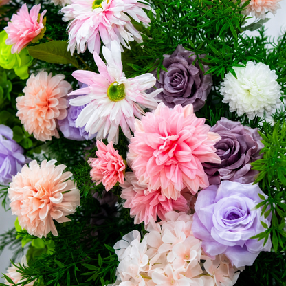 Dahlia, Drooping Millet & Green Foliage Arch