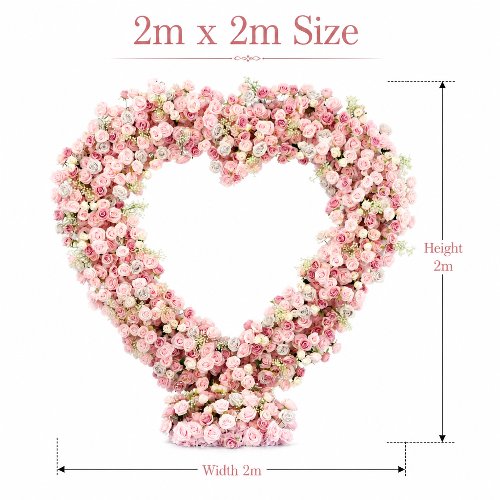 Pink Rose Heart Faux Floral Arch