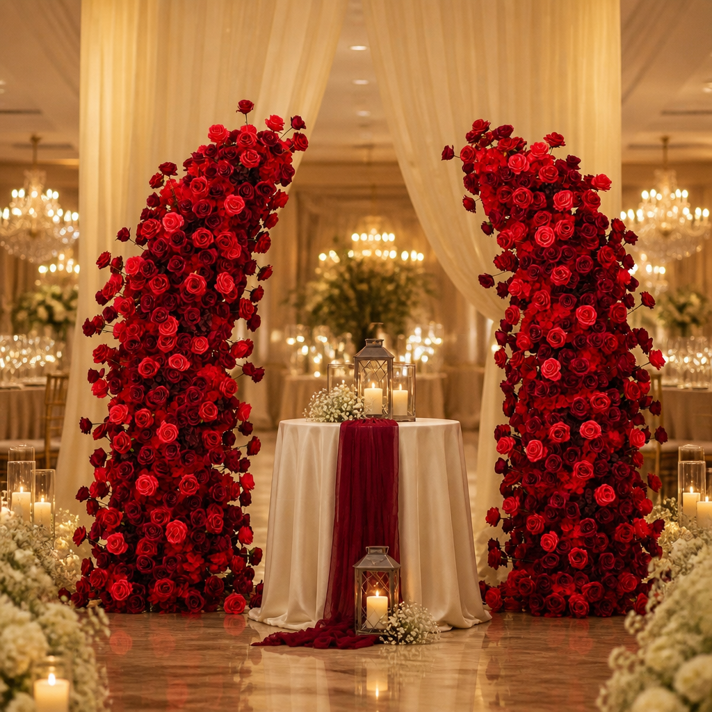 Red Rose  Horn Floral Arch