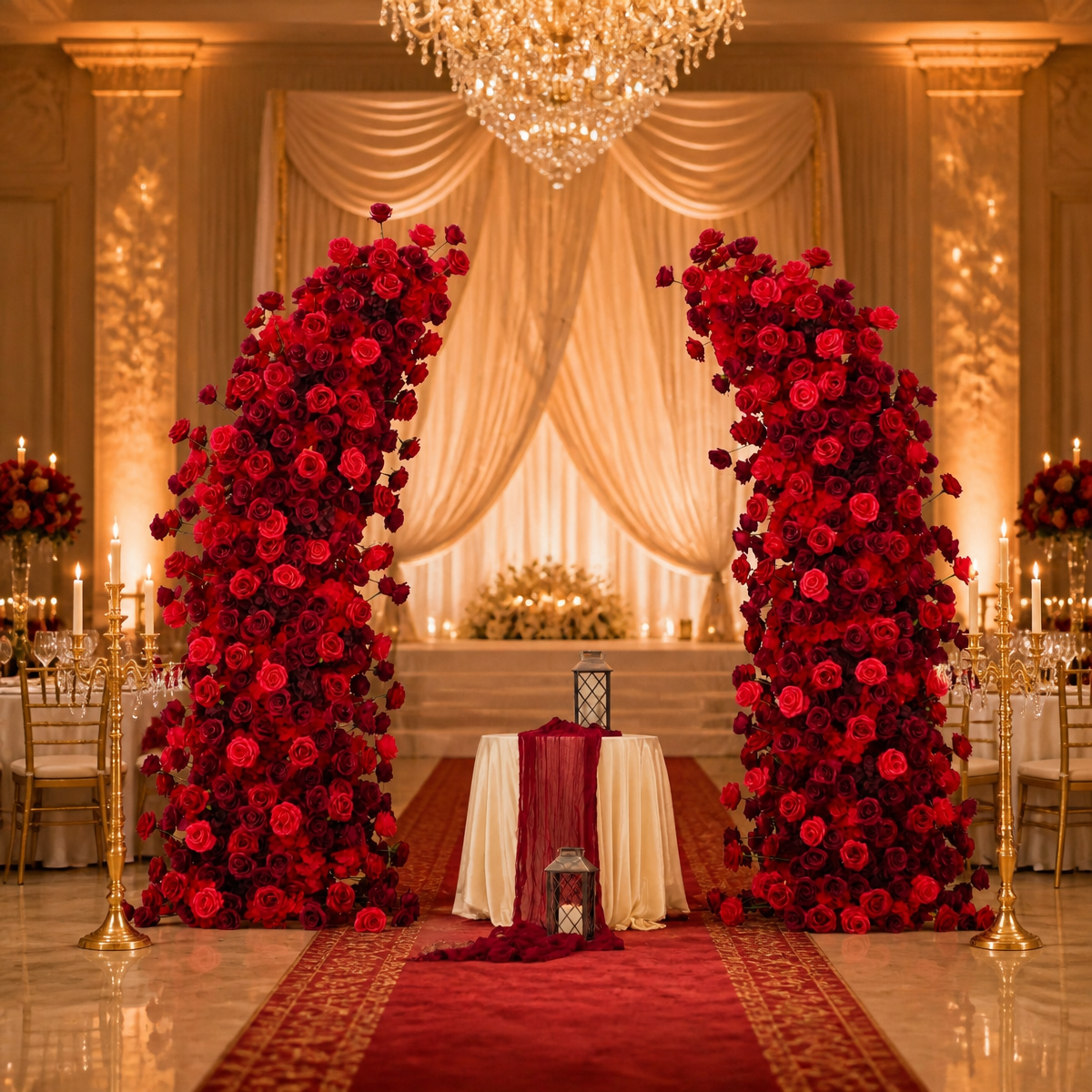 Red Rose  Horn Floral Arch