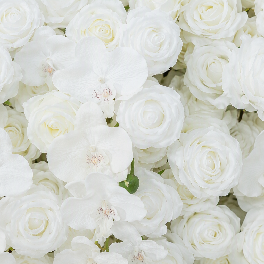 White Rose Square Artificial Flower Arch