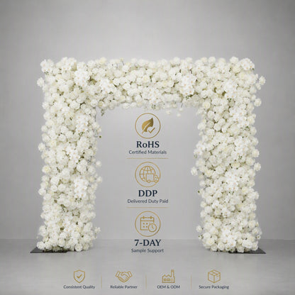 White Rose Square Artificial Flower Arch
