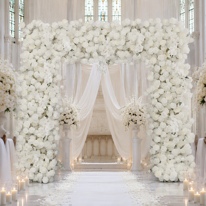 White Rose Square Artificial Flower Arch