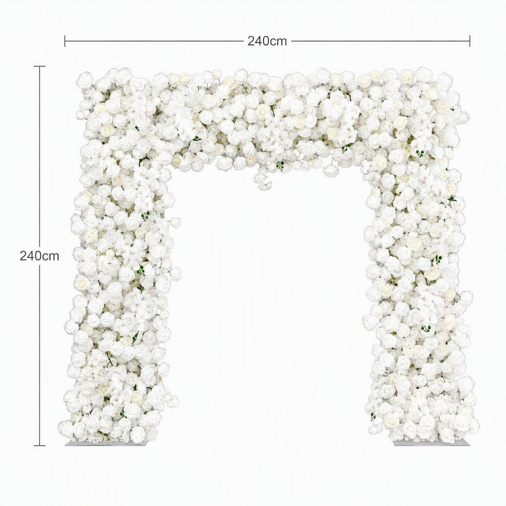 White Rose Square Artificial Flower Arch