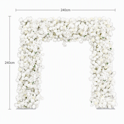 White Rose Square Artificial Flower Arch