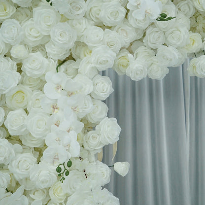 White Rose Square Artificial Flower Arch