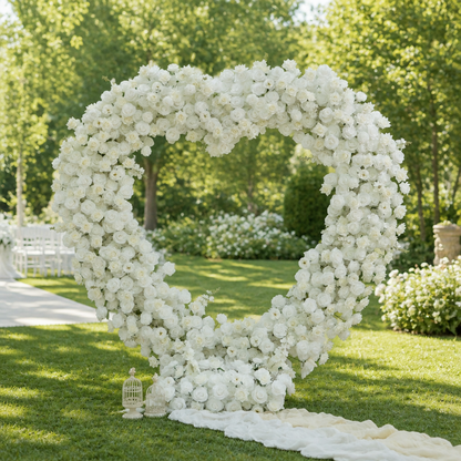 White Rose Heart Floral Arch