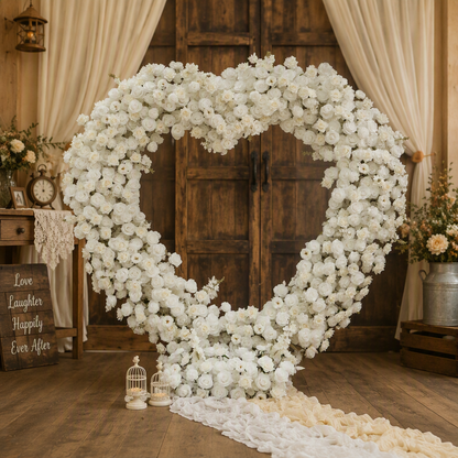 White Rose Heart Floral Arch