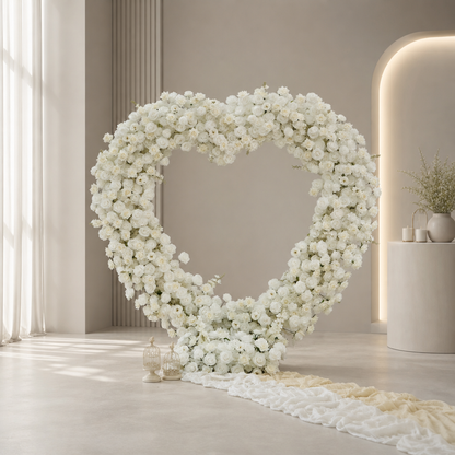 White Rose Heart Floral Arch