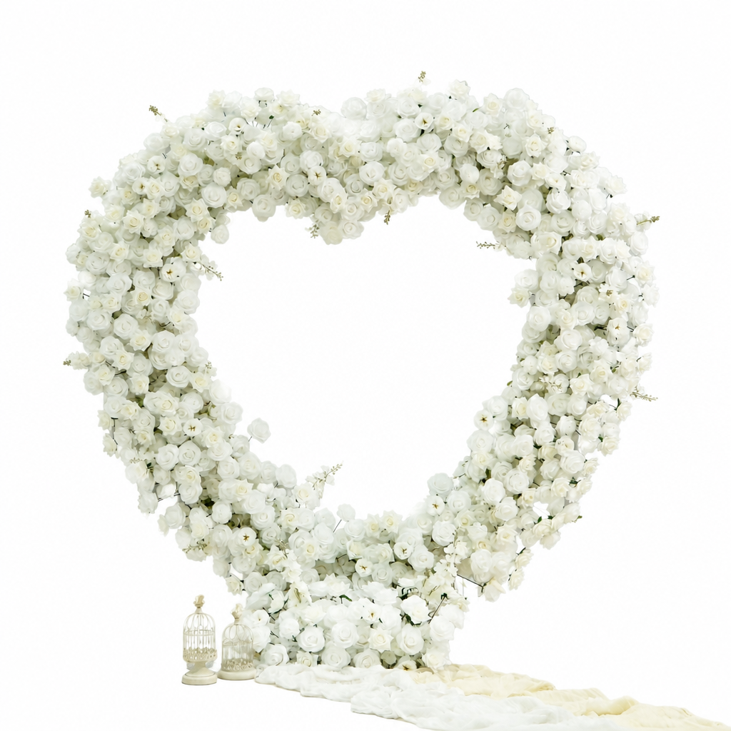 White Rose Heart Floral Arch