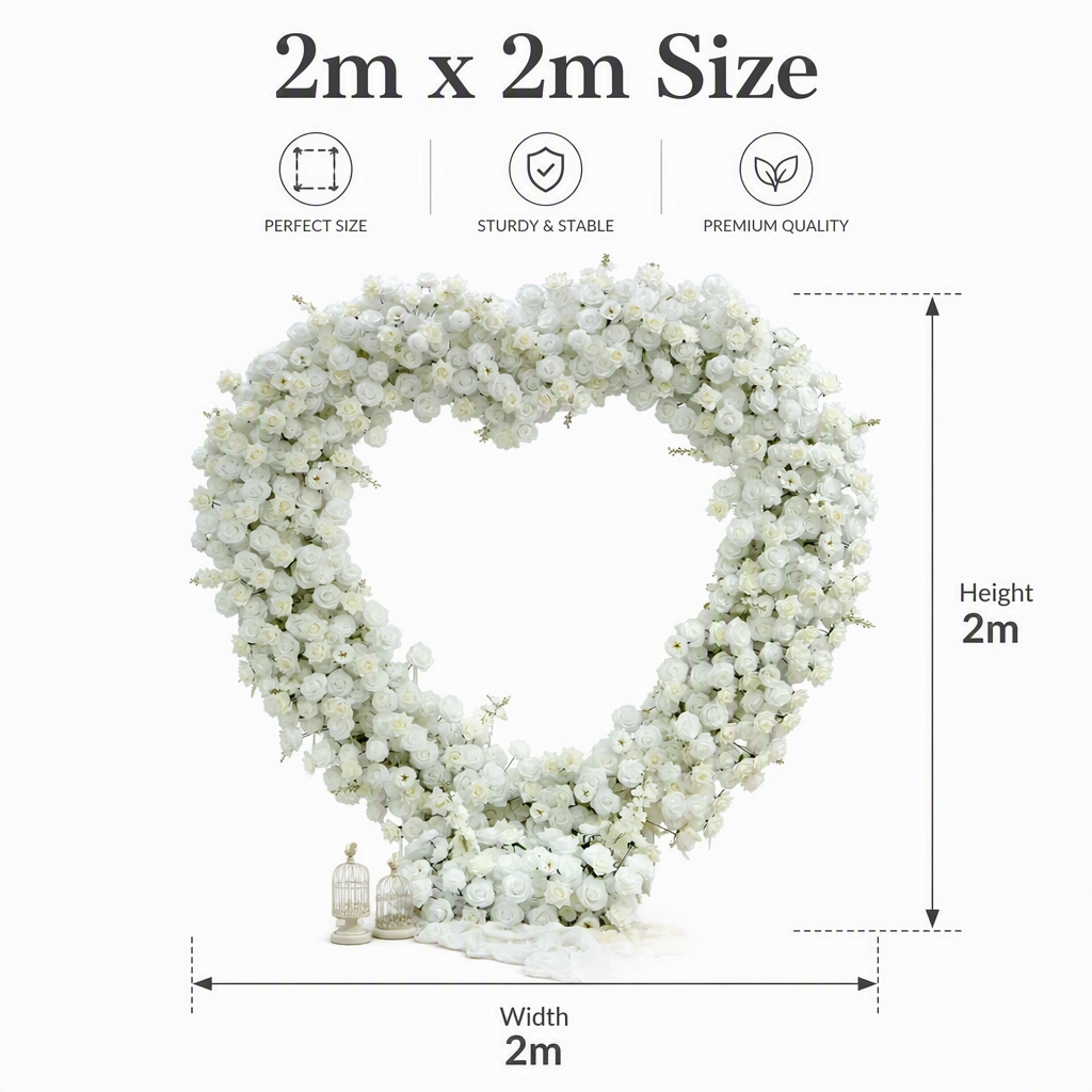 White Rose Heart Floral Arch