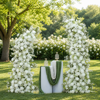 Jasmine, Lily, Baby's Breath & Horn Faux Floral Arch