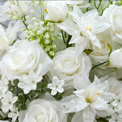 Jasmine, Lily, Baby's Breath & Horn Faux Floral Arch
