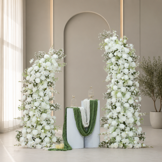 Jasmine, Lily, Baby's Breath & Horn Faux Floral Arch