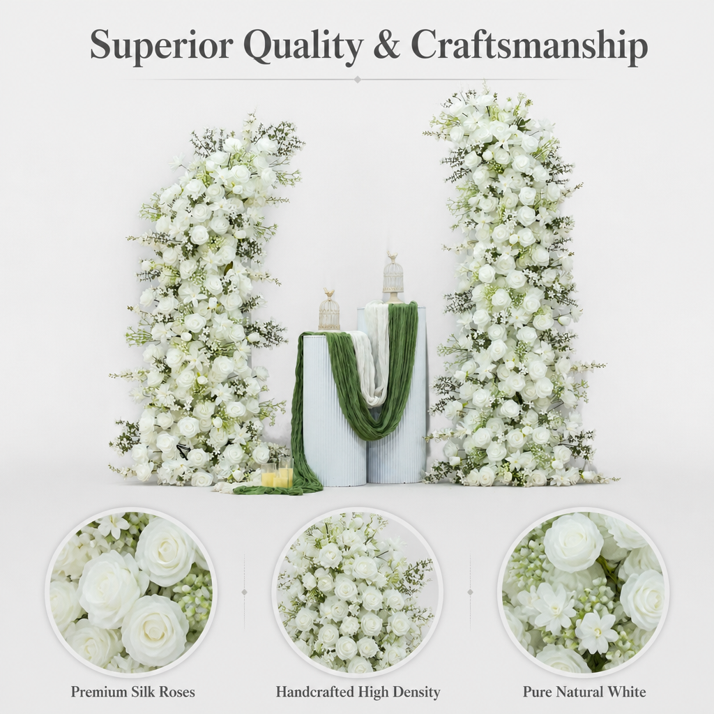 Jasmine, Lily, Baby's Breath & Horn Faux Floral Arch