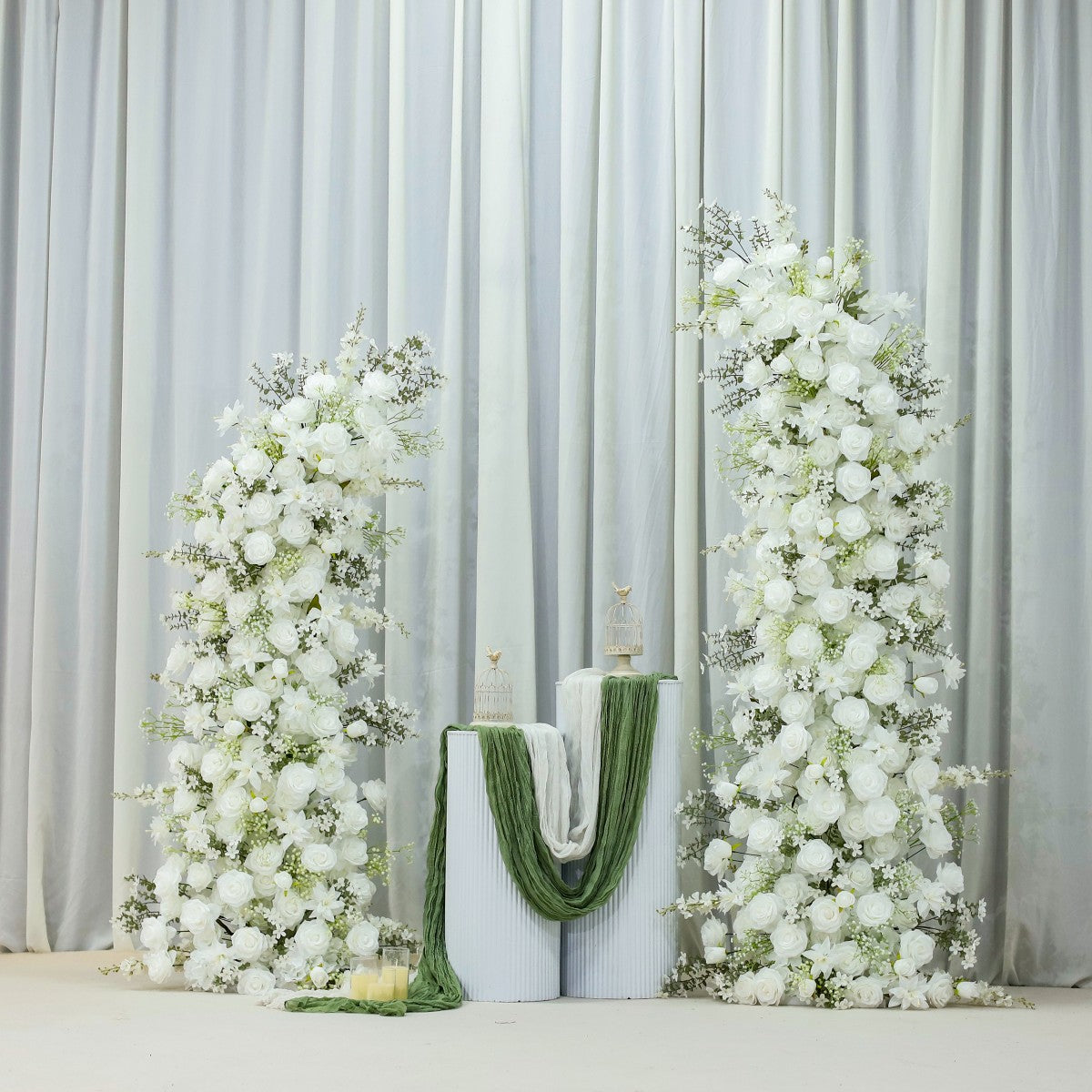 Jasmine, Lily, Baby's Breath & Horn Faux Floral Arch