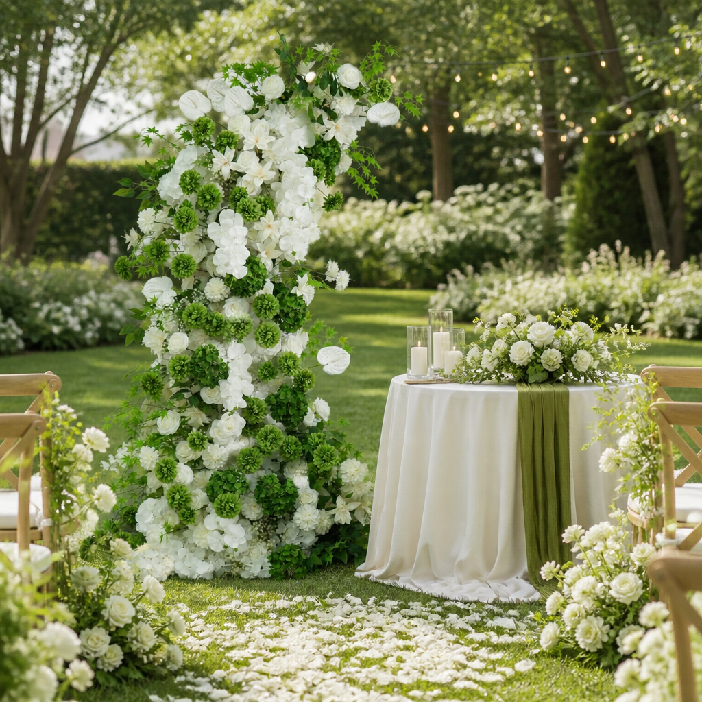 White Hydrangea Faux Floral Arch