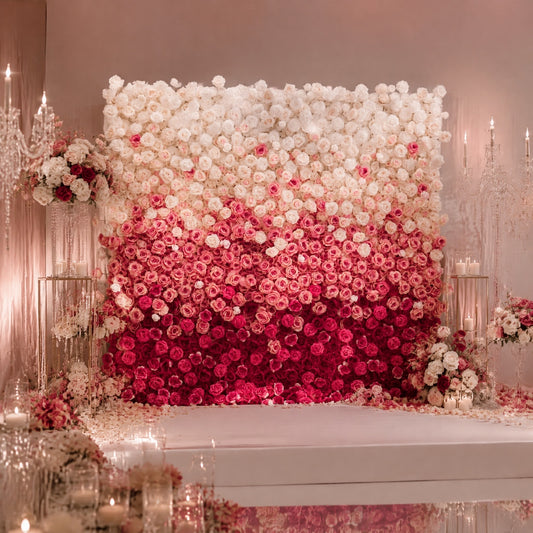 Red and White Rose Gradient Flower Walls