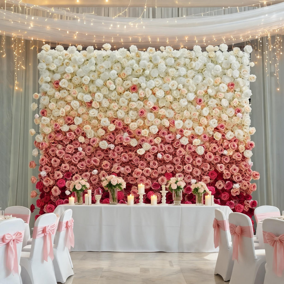 Red and White Rose Gradient Flower Walls