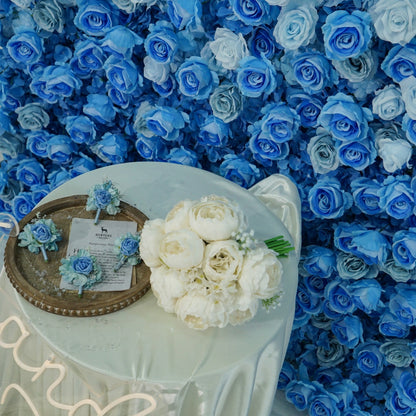 Blue and White Gradient Rose Walls