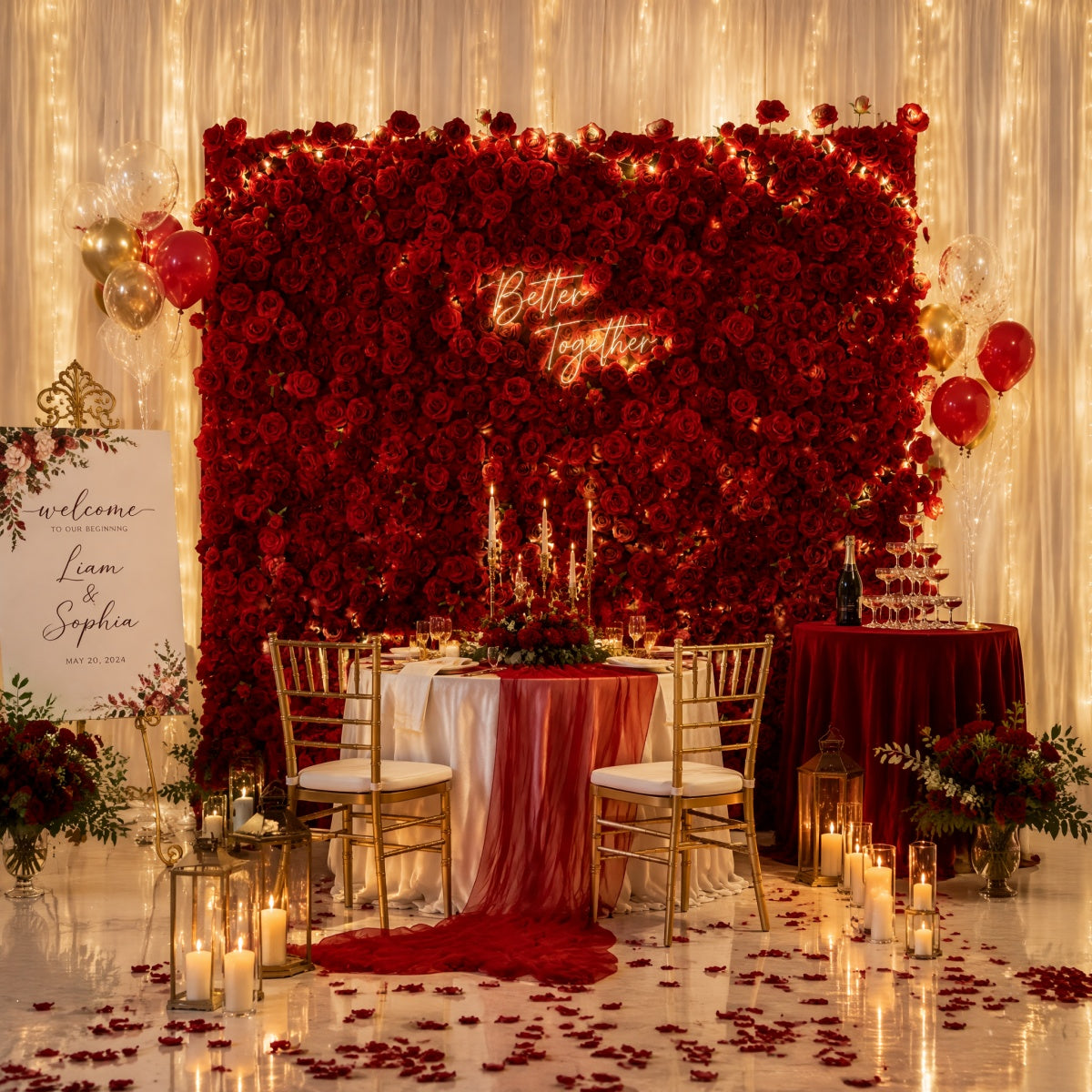 All Red Rose Flower Walls