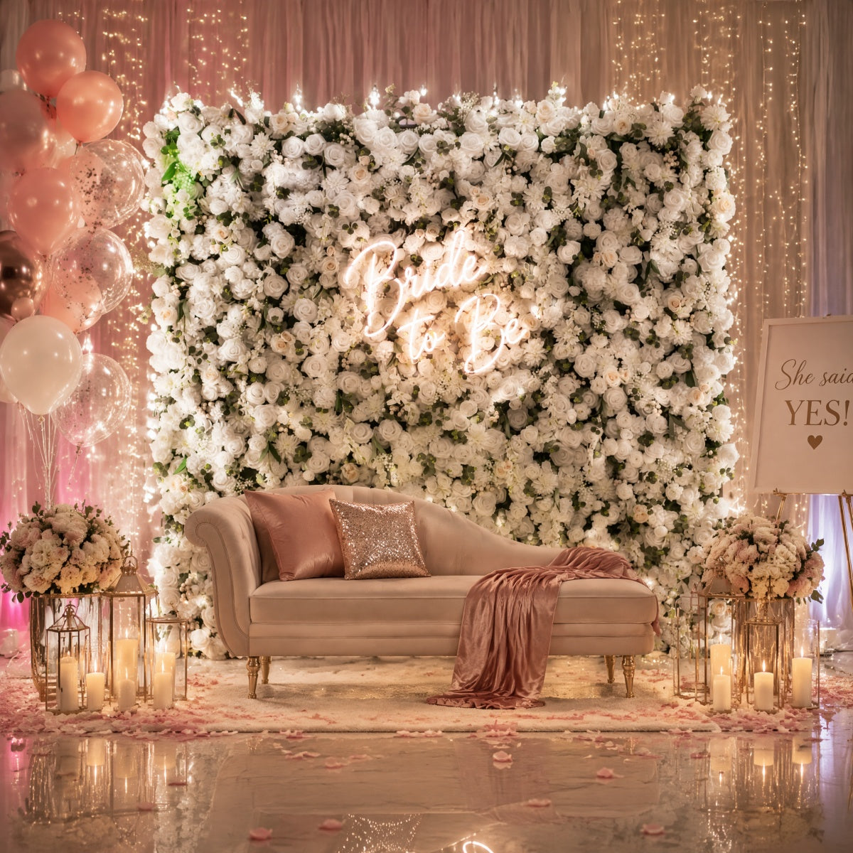 White Rose Flower Wall Backdrops