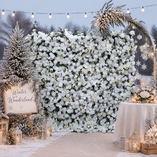 White Rose Flower Wall Backdrops