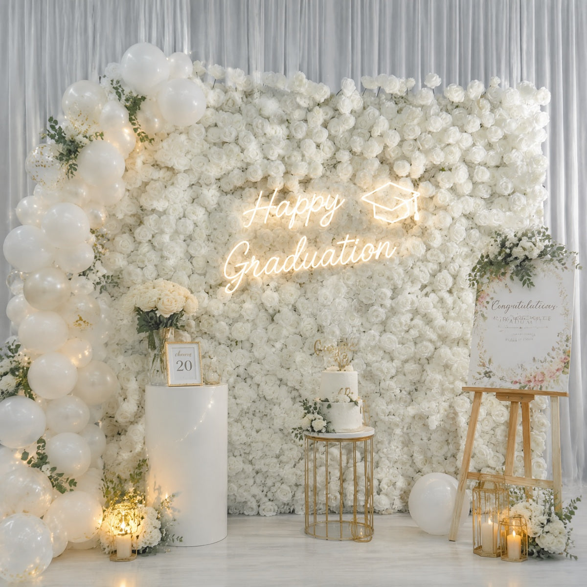 All White Rose Flower Walls