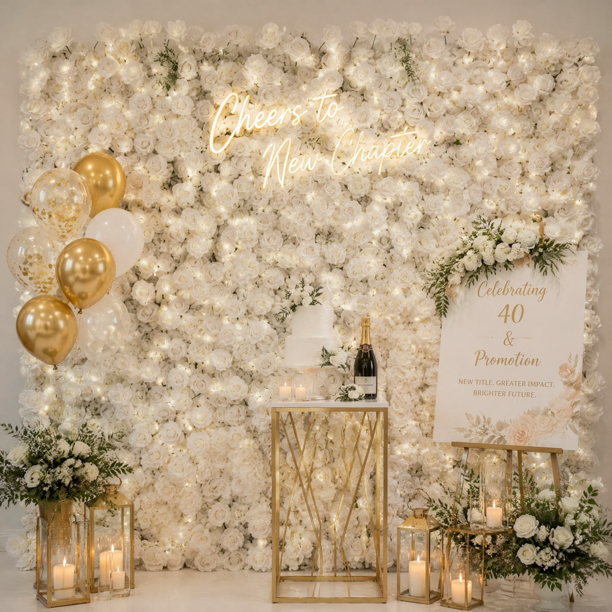 All White Rose Flower Walls